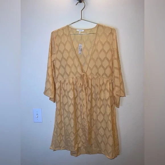 Maurices Yellow Boho Open Front Duster Tunic XS NWT Side Slits - Picture 1 of 11